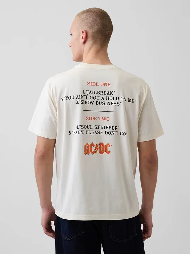AC/DC T-shirt met print in relaxte pasvorm