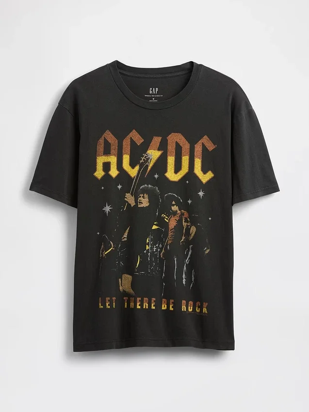 AC/DC T-shirt met print in relaxte pasvorm