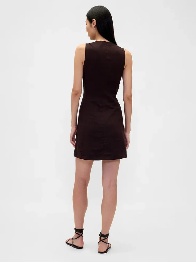 Asymmetrische minijurk van linnenmix