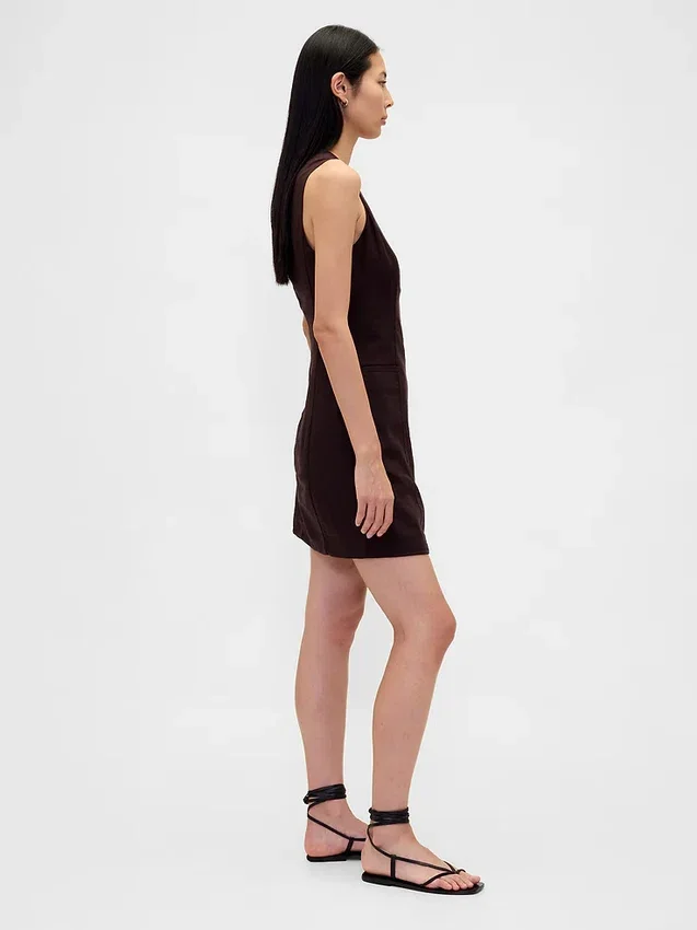 Asymmetrische minijurk van linnenmix