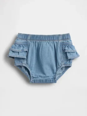 Baby-bloomers van denim met ruches