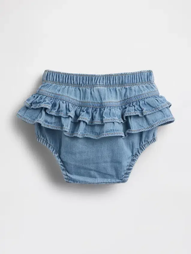 Baby-bloomers van denim met ruches