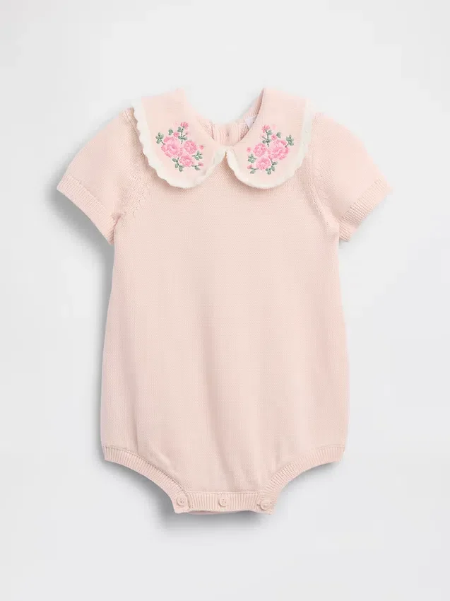 Baby-body met geborduurde kraag