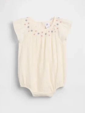 Baby-body met gesmokt bloemenpatroon