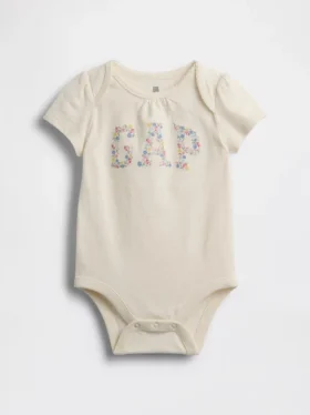 Baby Body van biologisch katoen met bloemenlogo