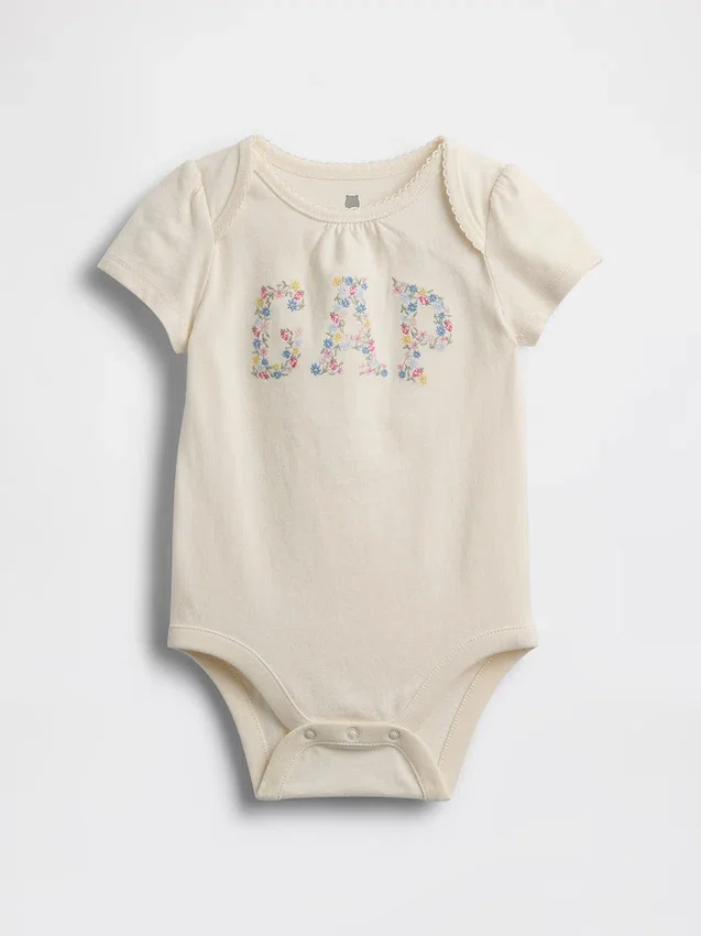 Baby Body van biologisch katoen met bloemenlogo