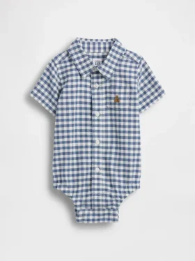 Baby-body van gingham-oxfordstof