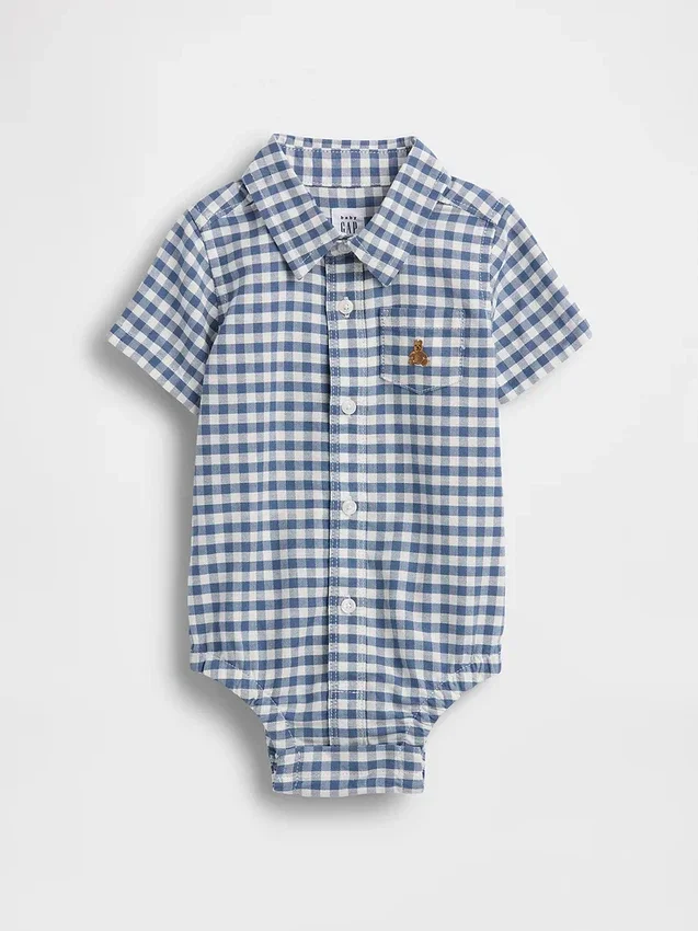 Baby-body van gingham-oxfordstof