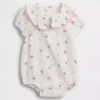 Baby Body van katoenen gaas met bloemenprint en kraag
