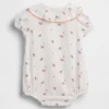 Baby Body van katoenen gaas met bloemenprint en kraag