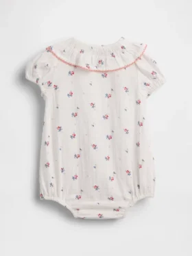 Baby Body van katoenen gaas met bloemenprint en kraag