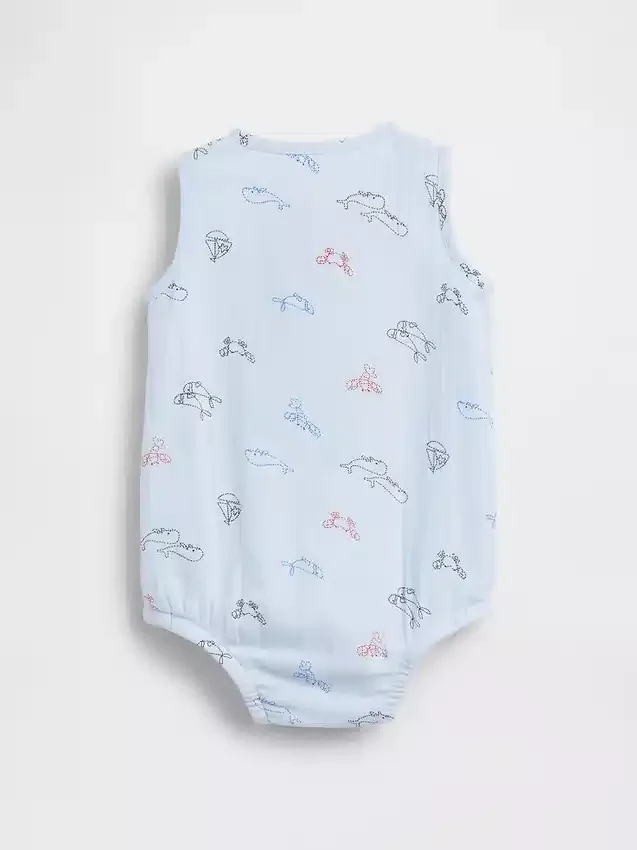 Baby-body van katoenen gaas met Henley-hals en zakje