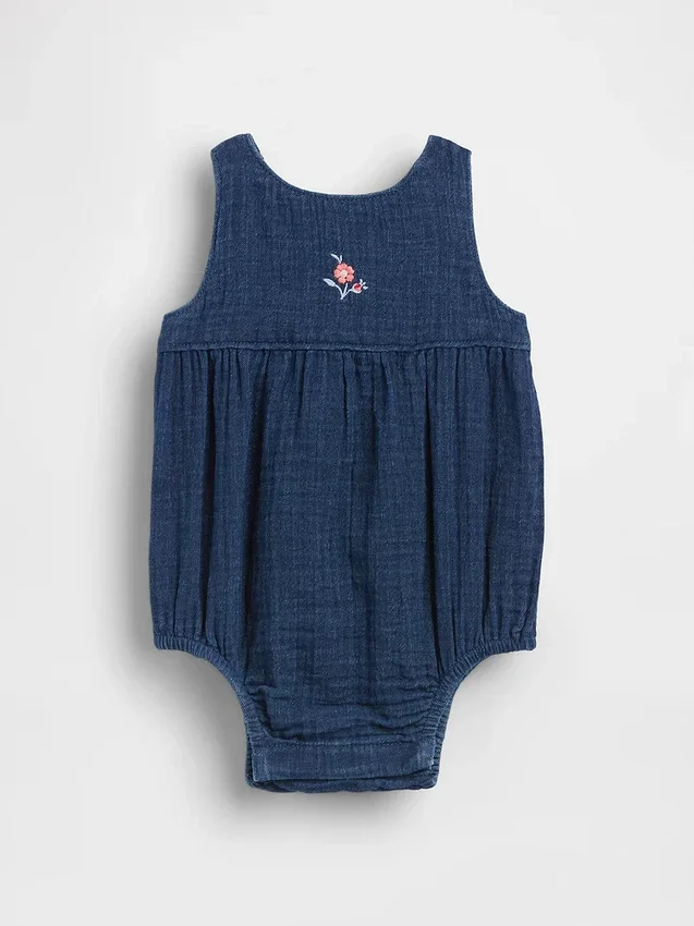 Baby-body van katoenen gaasdenim