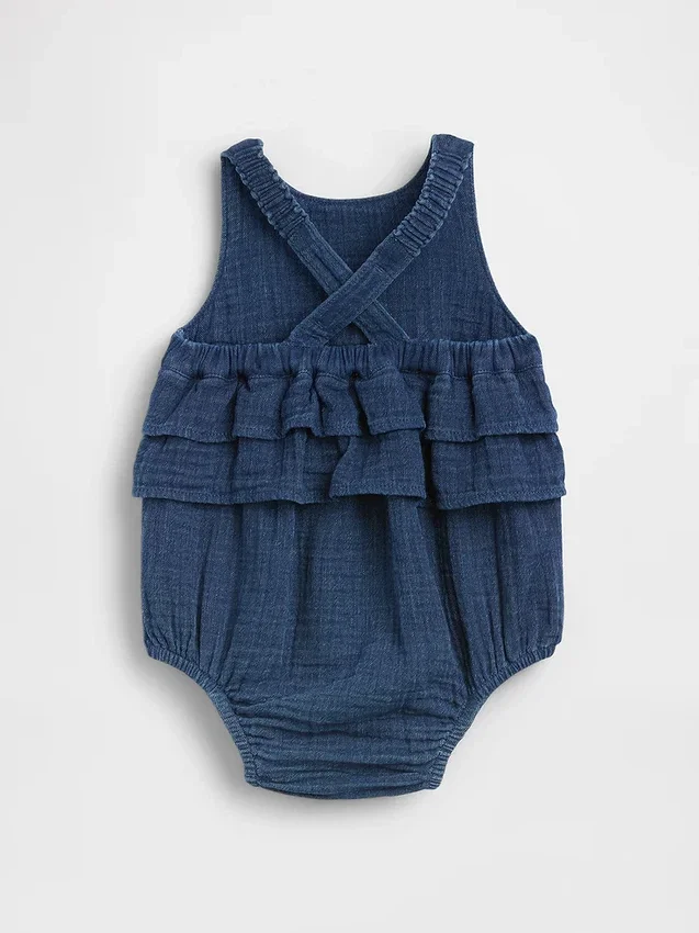 Baby-body van katoenen gaasdenim