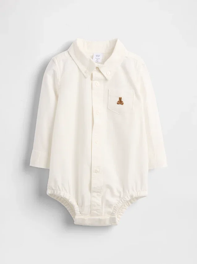 Baby-body van Oxford-stof