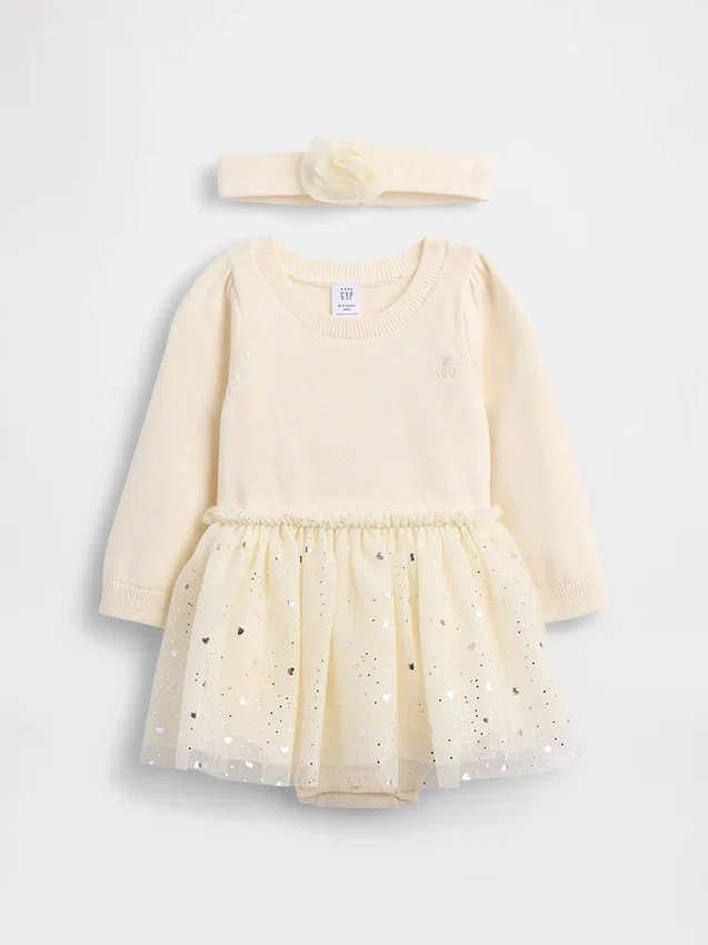 Baby-bodypakje met tule-trui en jurk