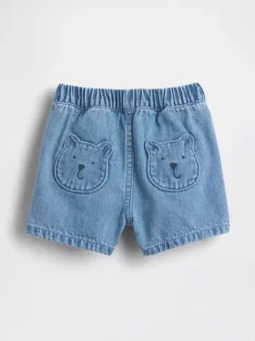 Baby Brannan Bear denim-korte broek met zakken en trekband