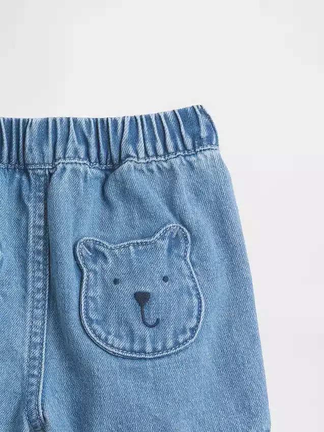 Baby Brannan Bear denim-korte broek met zakken en trekband
