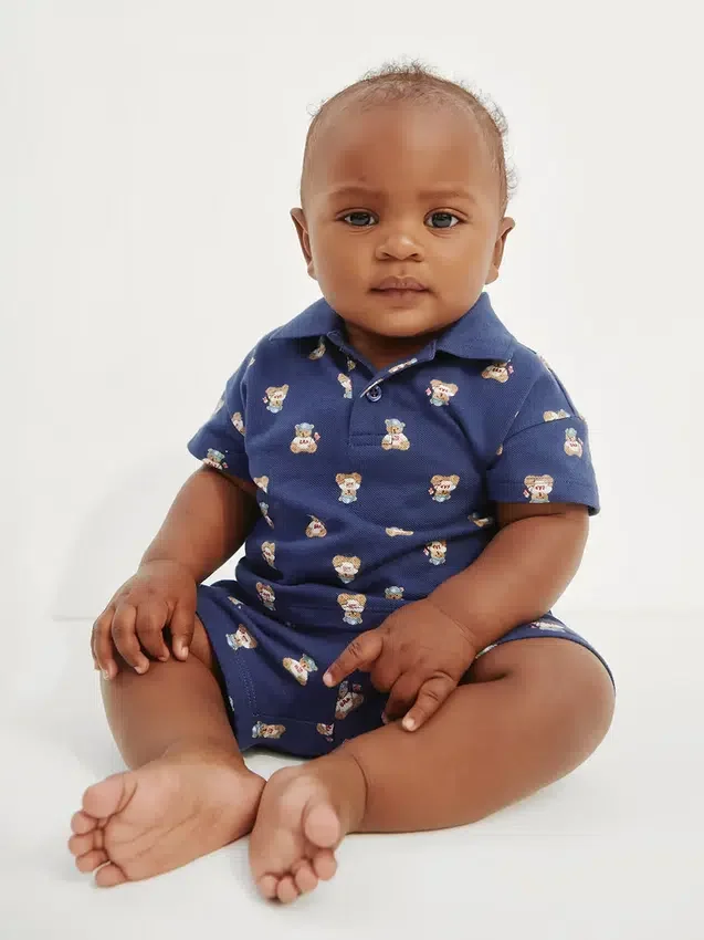 Baby Brannan Bear piqué-polo set