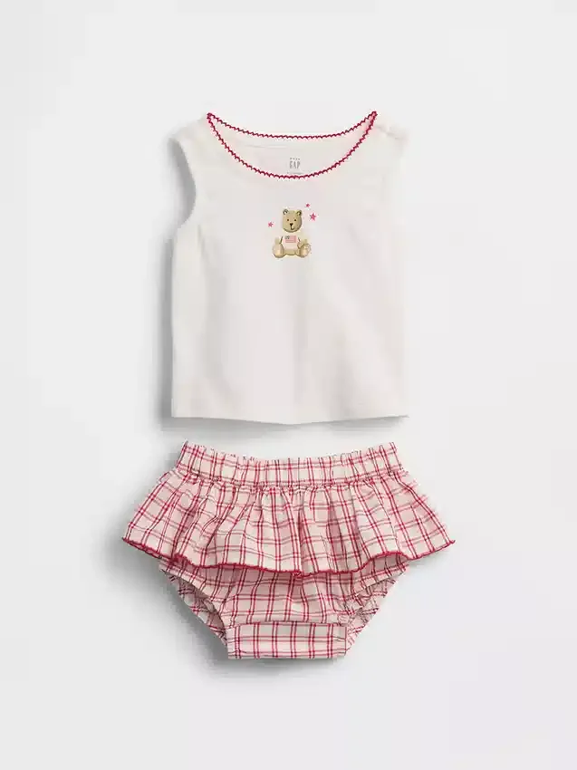 Baby Brannan Bear tanktop & geruite skort-set