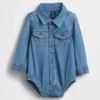 Baby-denim Body met knoopsluiting