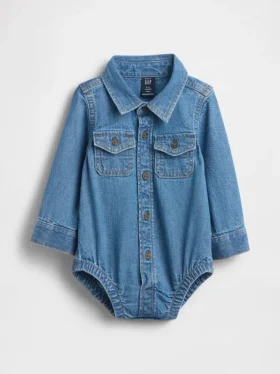 Baby-denim Body met knoopsluiting