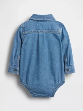 Baby-denim Body met knoopsluiting