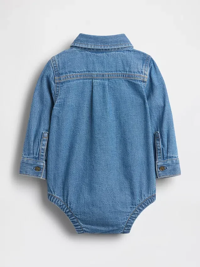 Baby-denim Body met knoopsluiting