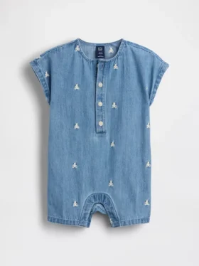 Baby-denim boxpakje met geborduurde Brannan Bear