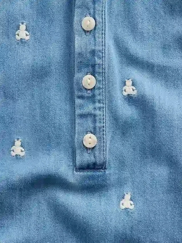 Baby-denim boxpakje met geborduurde Brannan Bear