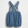 Baby-denim bubble-overall met opgestikte zakken