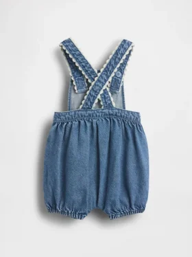 Baby-denim bubble-overall met opgestikte zakken