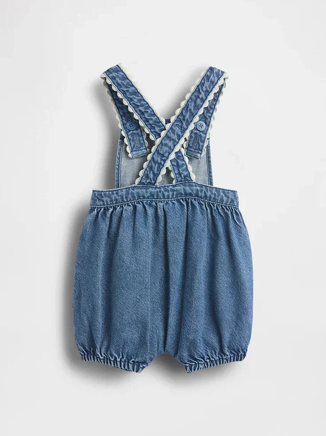 Baby-denim bubble-overall met opgestikte zakken