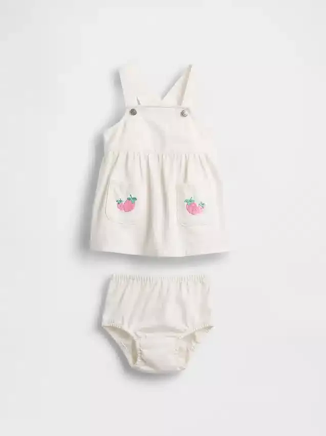 Baby-denim Strawberry Skirtall-set