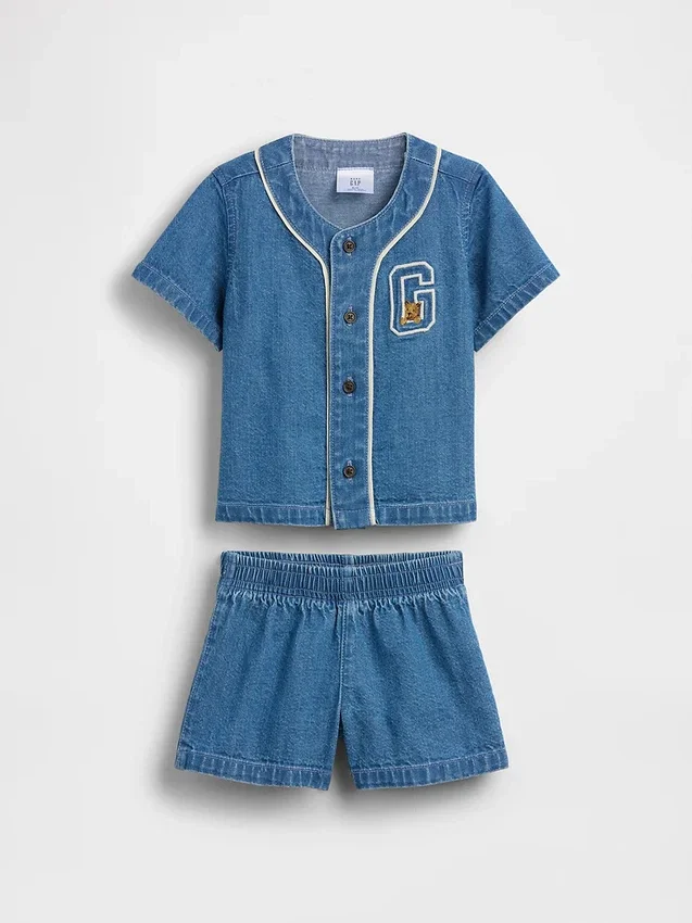 Baby-denim varsity-outfitset