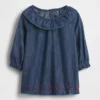 Baby-denimjurk met ruches aan de kraag