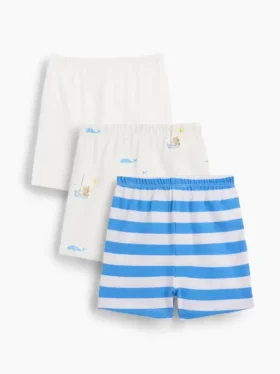 Baby First Favorites biologisch katoen korte broeken met elastische tailleband (3-pack)