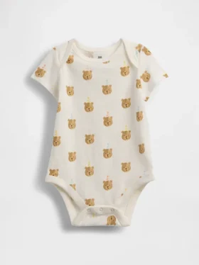 Baby First Favorites body van biologisch katoen met Brannan Bear-print