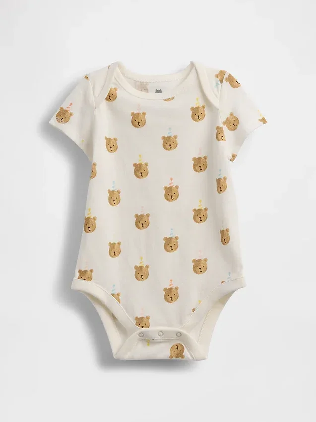 Baby First Favorites body van biologisch katoen met Brannan Bear-print