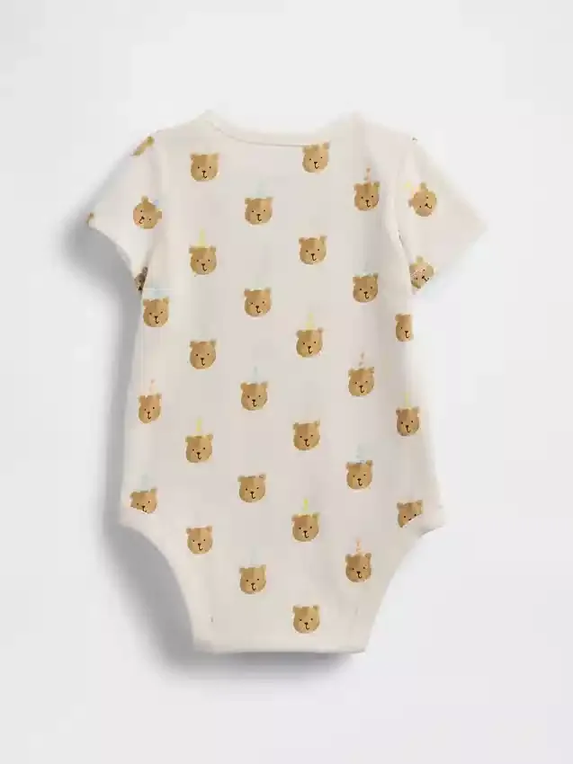 Baby First Favorites body van biologisch katoen met Brannan Bear-print