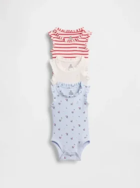 Baby First Favorites Tinyrib-rompertje met ruches (3-pack)
