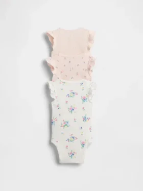 Baby First Favorites Tinyrib-rompertje met ruches (3-pack)