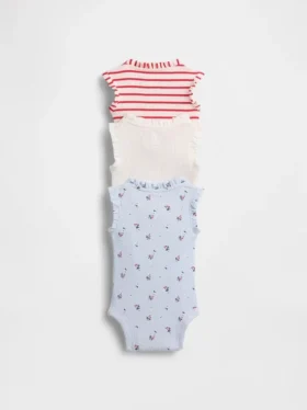 Baby First Favorites Tinyrib-rompertje met ruches (3-pack)