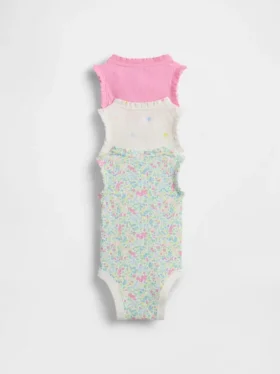 Baby First Favorites Tinyrib-rompertje met ruches (3-pack)