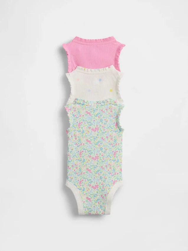 Baby First Favorites Tinyrib-rompertje met ruches (3-pack)
