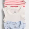 Baby First Favorites Tinyrib-rompertje met ruches (3-pack)