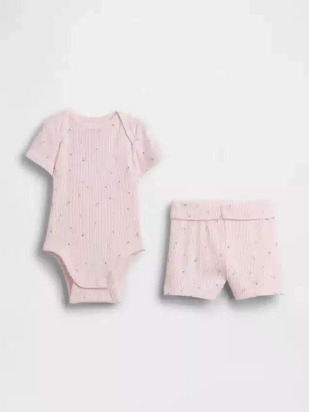 Baby Grow-With-Me Tinyrib korte broeken set