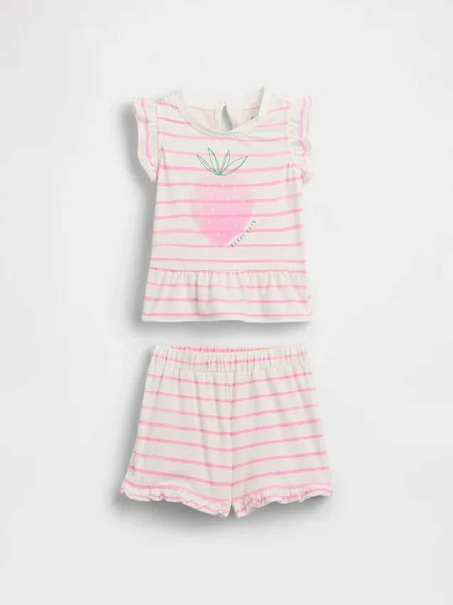 Baby-outfitset met aardbeien en ruches