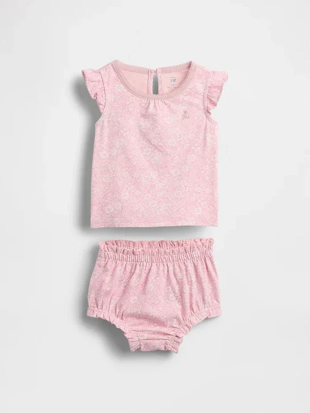 Baby-outfitset met bloemenprint en ruches