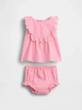 Baby-outfitset met oogjes en ruches